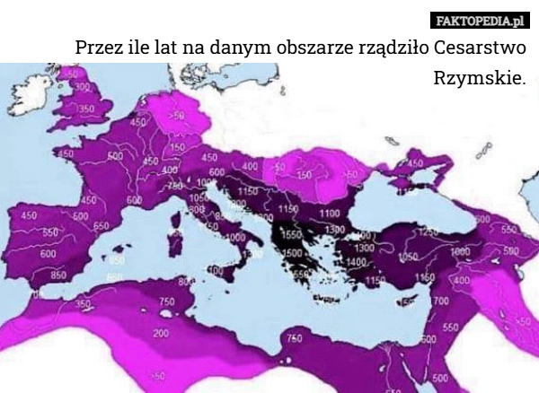 
    Przez ile lat na danym obszarze rządziło Cesarstwo Rzymskie.