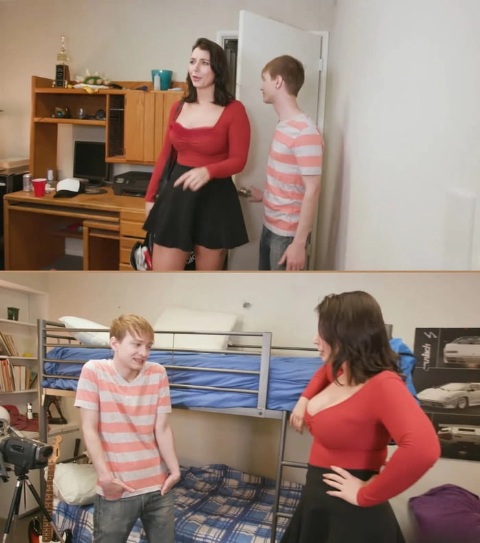 
    Moms always care about their sons, they also check their sons' room in the college to make sure the room is tidy and clean