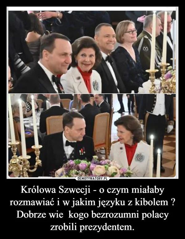 
    Królowa Szwecji - o czym miałaby rozmawiać i w jakim języku z kibolem ? Dobrze wie kogo bezrozumni polacy zrobili prezydentem.