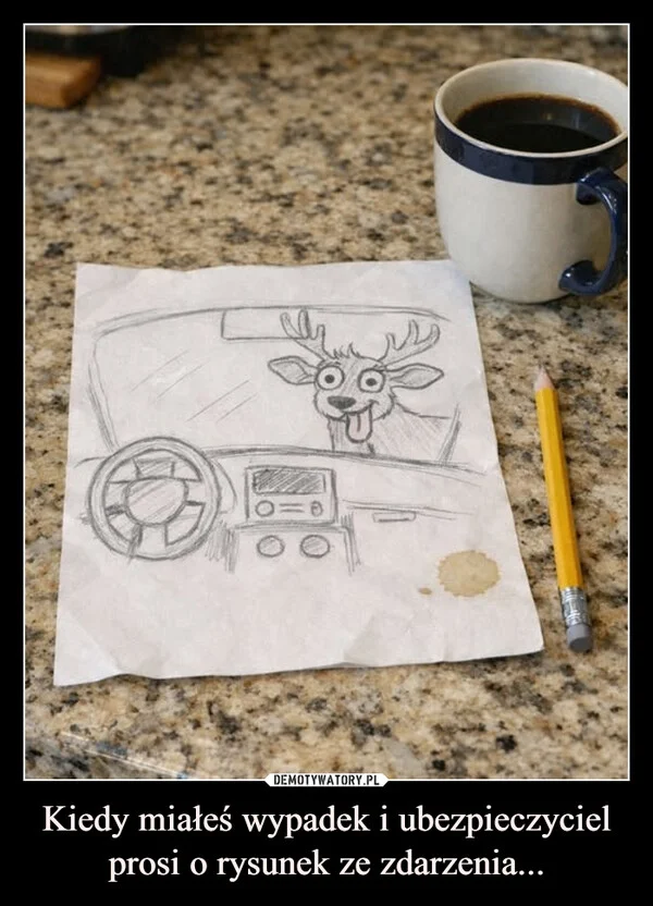 
    Kiedy miałeś wypadek i ubezpieczyciel prosi o rysunek ze zdarzenia...