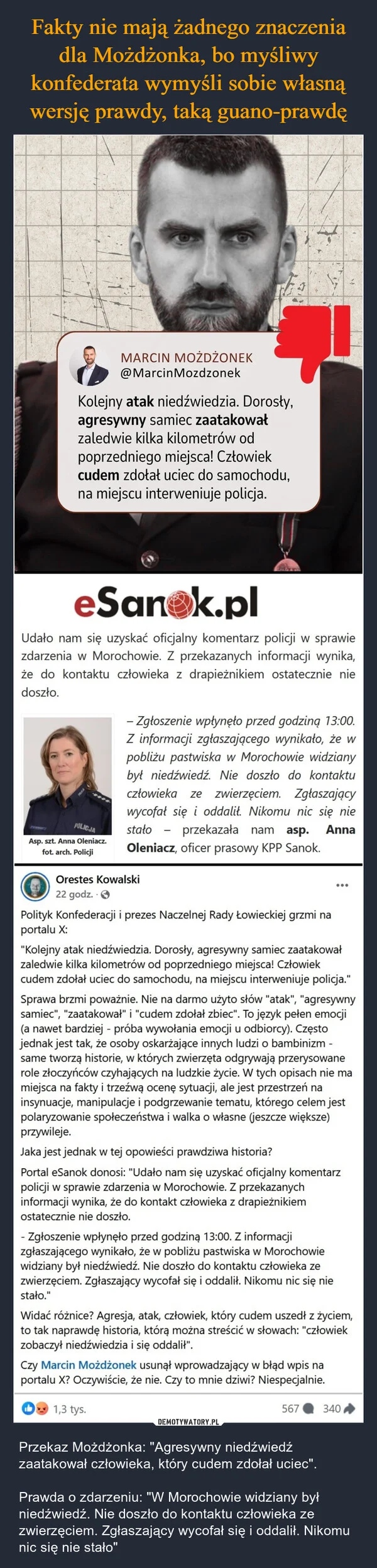 
    Fakty nie mają żadnego znaczenia dla Możdżonka, bo myśliwy konfederata wymyśli sobie własną wersję prawdy, taką guano-prawdę
