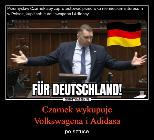 
    Czarnek wykupuje Volkswagena i Adidasa