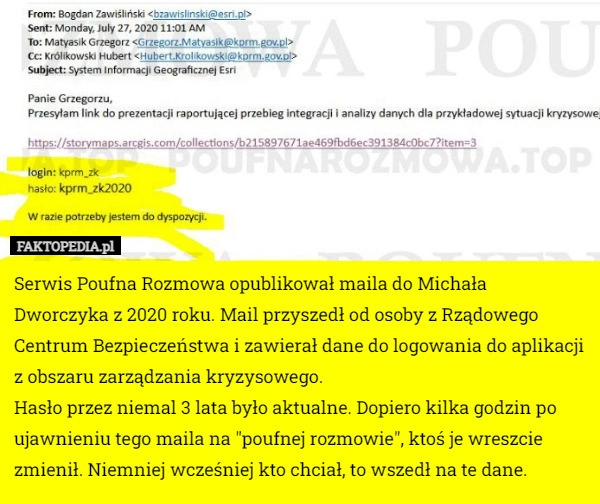 
    Serwis Poufna Rozmowa opublikował maila do Michała Dworczyka z 2020 roku.