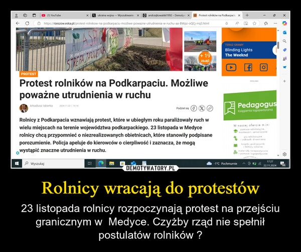 
    Rolnicy wracają do protestów