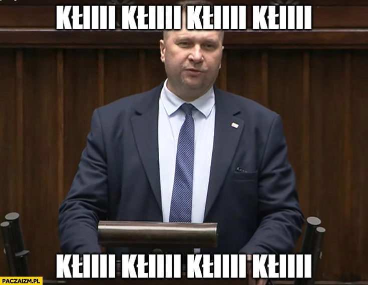 
    Przemysław Czarnek w sejmie na mównicy kłiiii kłiiii