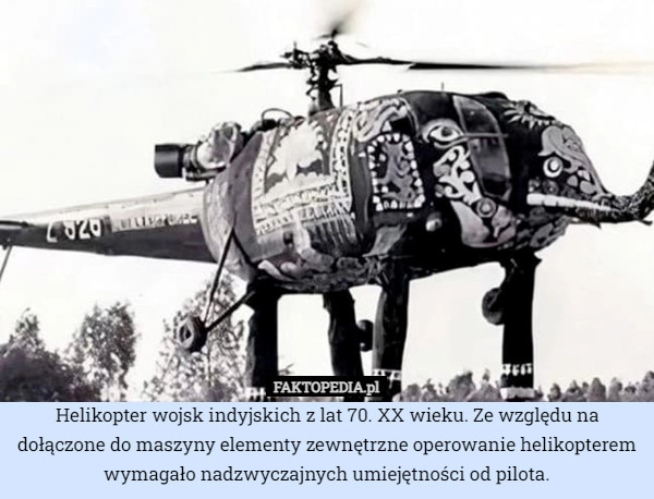 
    Helikopter wojsk indyjskich z lat 70. XX wieku. Ze względu na dołączone