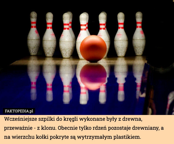 
    Wcześniejsze szpilki do kręgli wykonane były z drewna, przeważnie - z klonu.