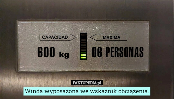 
    Winda wyposażona we wskaźnik obciążenia.