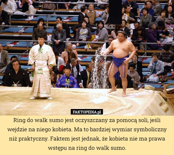 
    Ring do walk sumo jest oczyszczany za pomocą soli, jeśli wejdzie na niego