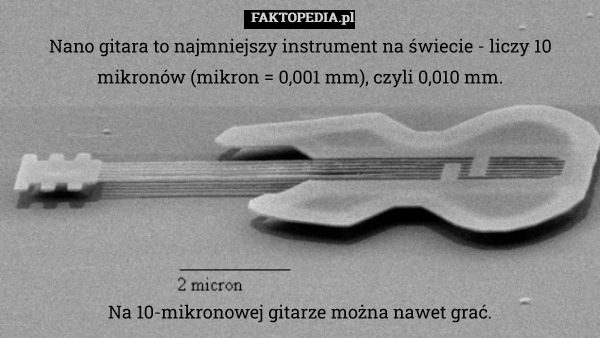 
    Nano gitara to najmniejszy instrument na świecie - liczy 10 mikronów (mikron