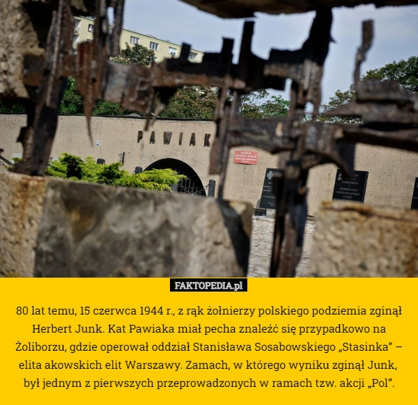 
    80 lat temu, 15 czerwca 1944 r., z rąk żołnierzy polskiego podziemia zginął