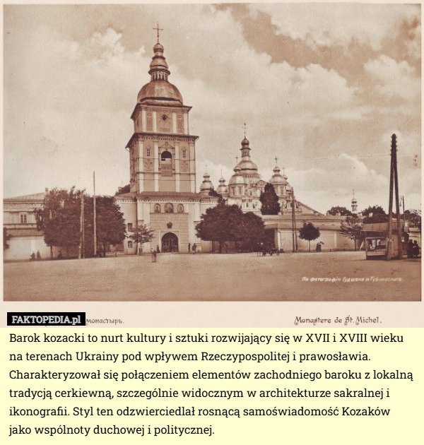 
    Barok kozacki to nurt kultury i sztuki rozwijający się w XVII i XVIII wieku