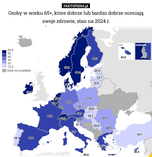 
    Osoby w wieku 65+, które dobrze lub bardzo dobrze oceniają swoje zdrowie,