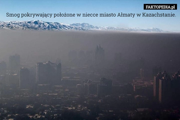 
    
			Smog pokrywający położone w niecce miasto Ałmaty w Kazachstanie.					