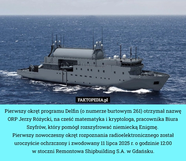 
    Pierwszy okręt programu Delfin (o numerze burtowym 261) otrzymał nazwę ORP