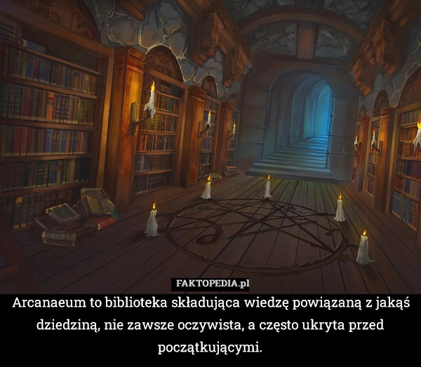 
    Arcanaeum to biblioteka składująca wiedzę powiązaną z jakąś dziedziną, nie