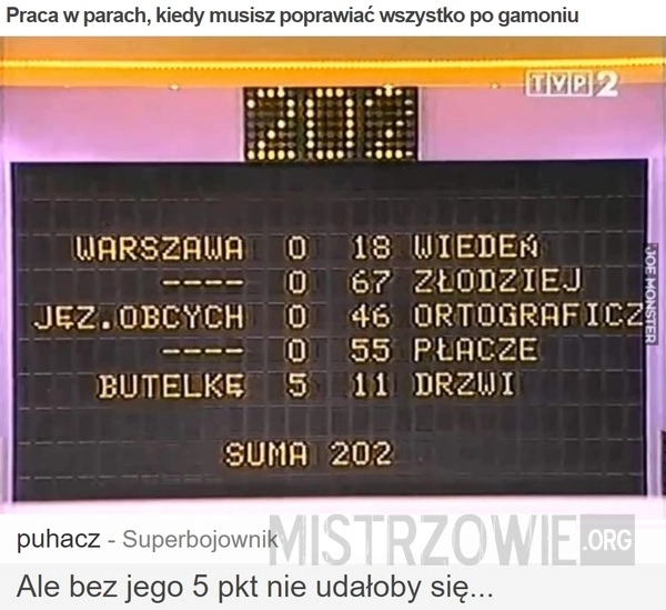 
    Praca w parach, kiedy musisz poprawiać wszystko po gamoniu