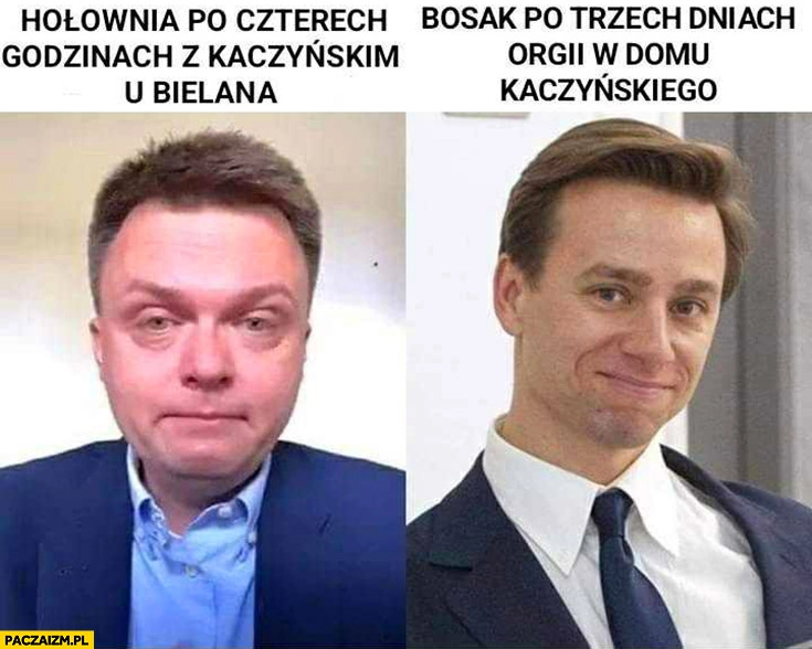 
    Hołownia po czterech godzinach z Kaczyńskim u Bielana vs Bosak po trzech dniach orgii w domu Kaczyńskiego