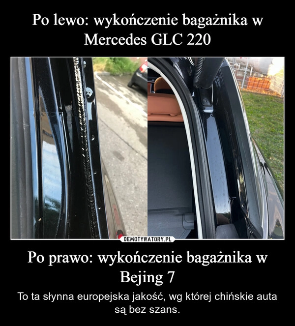 
    Po lewo: wykończenie bagażnika w Mercedes GLC 220 Po prawo: wykończenie bagażnika w Bejing 7