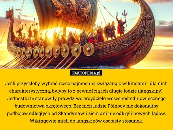
    Jeśli przyszłoby wybrać rzecz najmocniej związaną z wikingami i dla nich