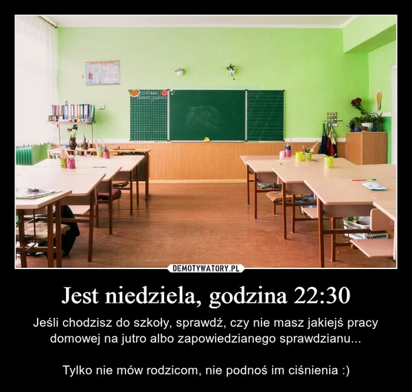 
    Jest niedziela, godzina 22:30