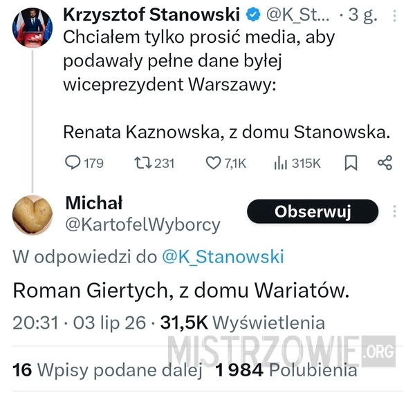 
    Stanowski i Giertych kolejna odsłona