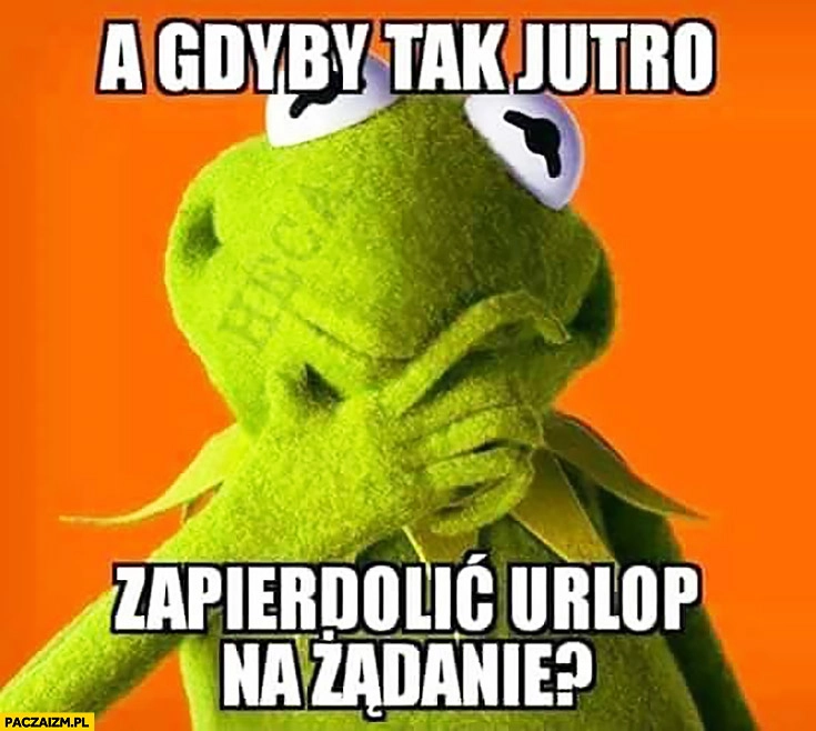 
    Kermit a gdyby tak jutro zapierdzielić urlop na żądanie?