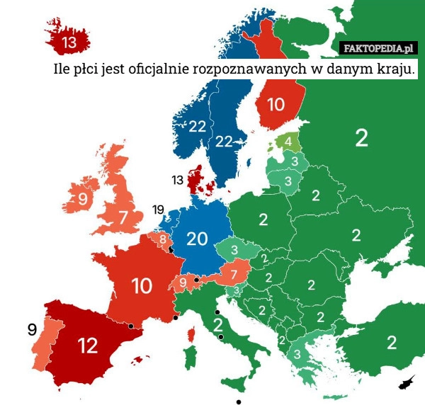 
    Ile płci jest oficjalnie rozpoznawanych w danym kraju.