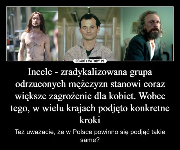 
    Incele - zradykalizowana grupa odrzuconych mężczyzn stanowi coraz większe zagrożenie dla kobiet. Wobec tego, w wielu krajach podjęto konkretne kroki