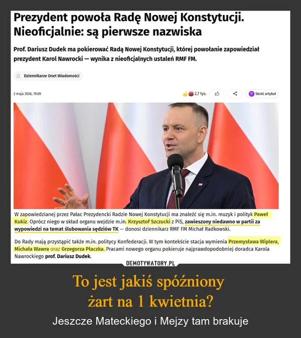 
    To jest jakiś spóźniony żart na 1 kwietnia?