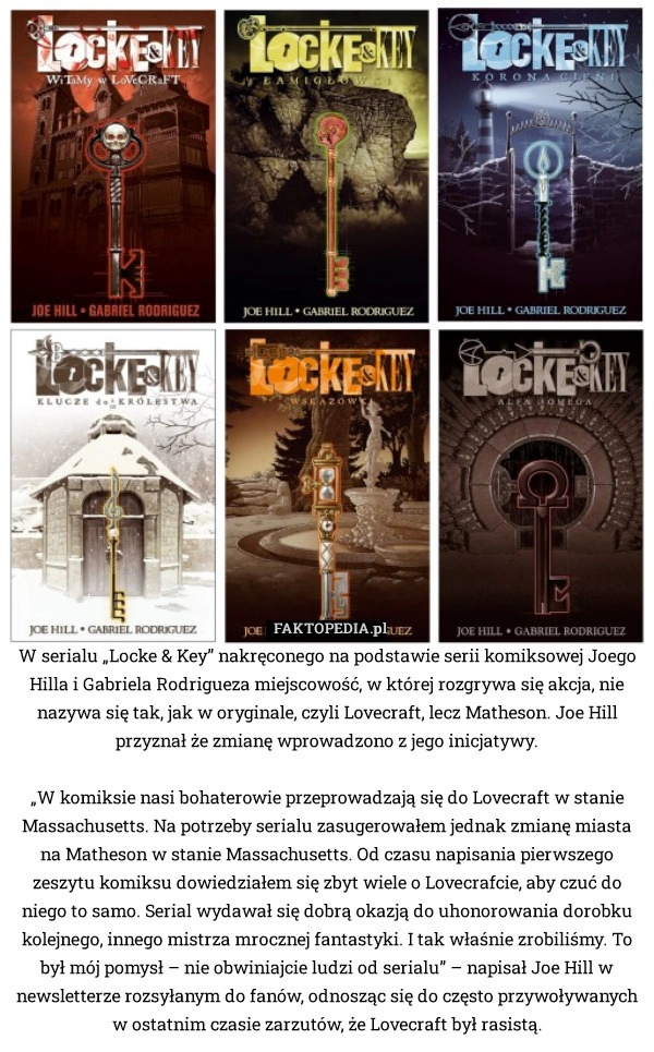 
    W serialu „Locke & Key” nakręconego na podstawie serii komiksowej Joego