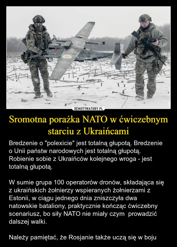 
    Sromotna porażka NATO w ćwiczebnym starciu z Ukraińcami