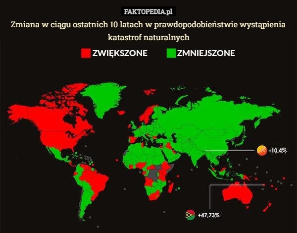 
    
			Zmiana w ciągu ostatnich 10 latach w prawdopodobieństwie wystąpienia katastrof					