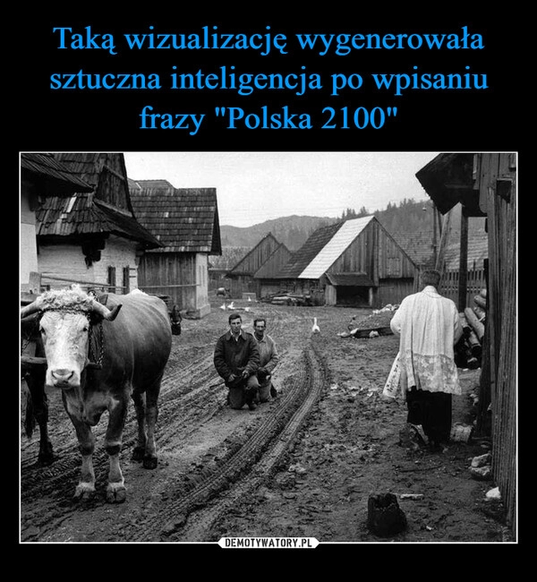 
    Taką wizualizację wygenerowała sztuczna inteligencja po wpisaniu frazy "Polska 2100"