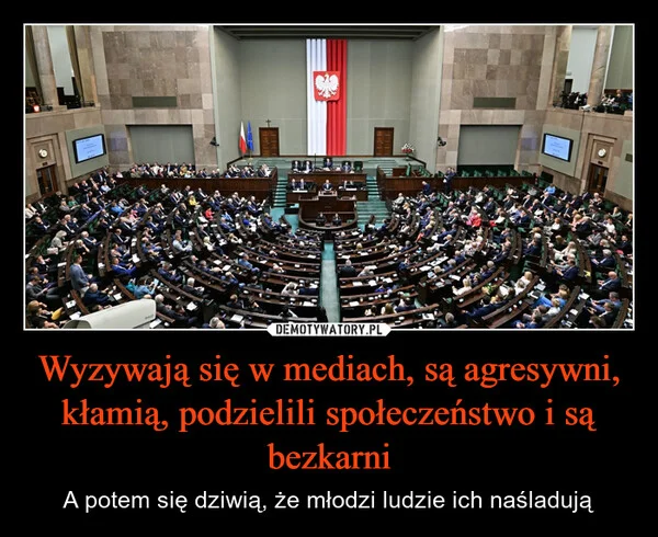 
    Wyzywają się w mediach, są agresywni, kłamią, podzielili społeczeństwo i są bezkarni