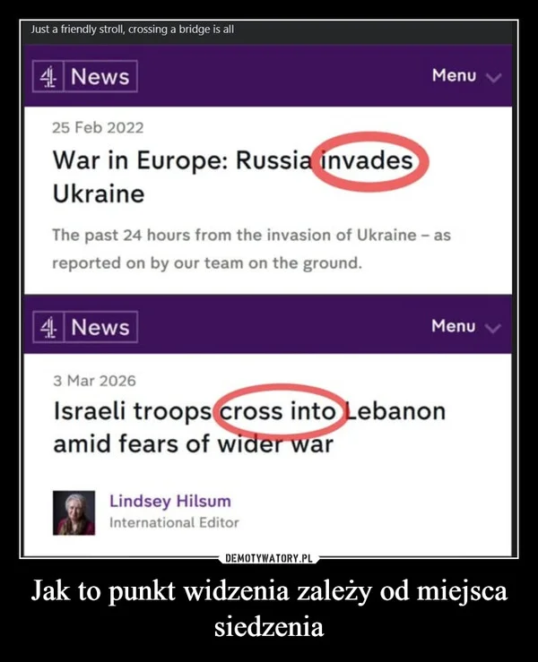 
    Jak to punkt widzenia zależy od miejsca siedzenia