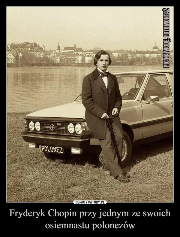 
    Fryderyk Chopin przy jednym ze swoich osiemnastu polonezów