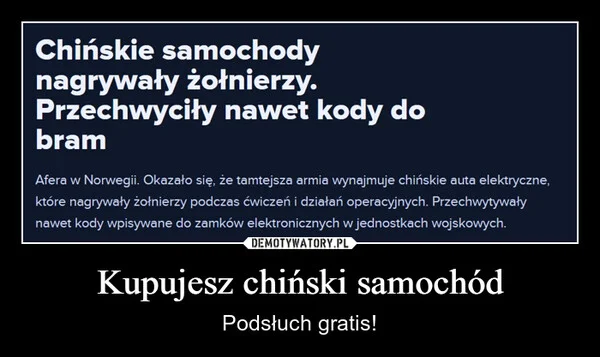 Kupujesz chiński samochód
