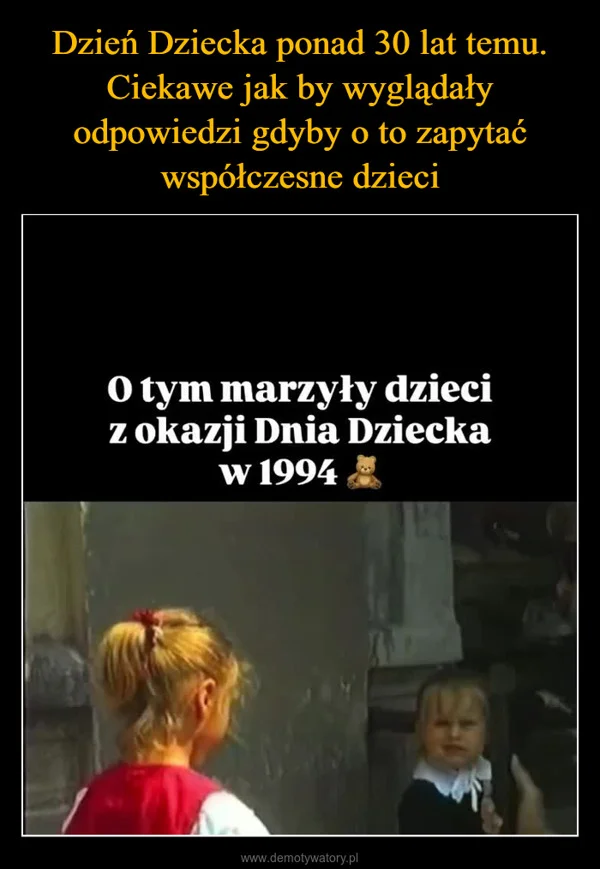 
    Dzień Dziecka ponad 30 lat temu. Ciekawe jak by wyglądały odpowiedzi gdyby o to zapytać współczesne dzieci