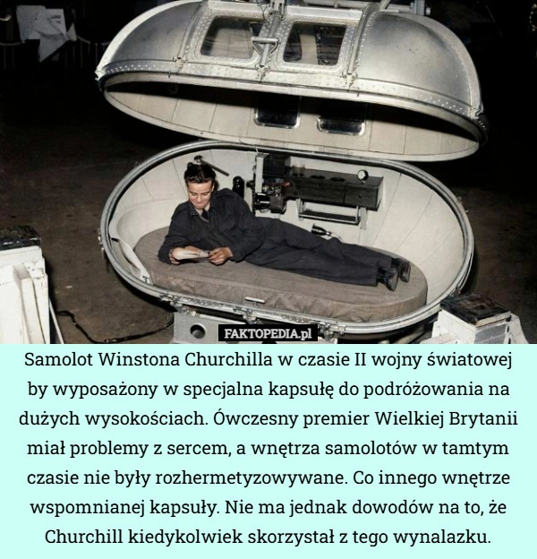 
    Samolot Winstona Churchilla w czasie II wojny światowej by wyposażony w