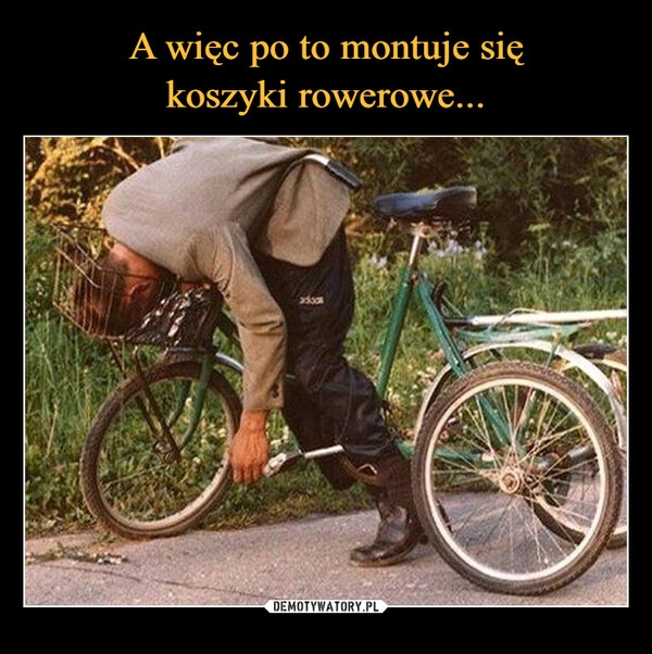 
    A więc po to montuje się
koszyki rowerowe...