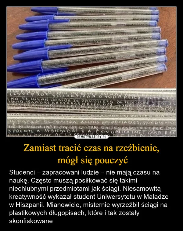 
    Zamiast tracić czas na rzeźbienie, mógł się pouczyć