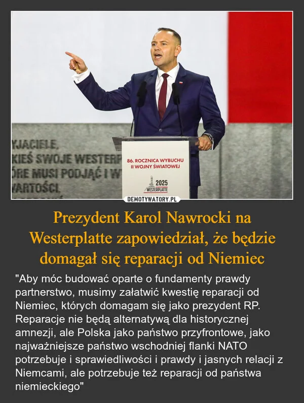 
    Prezydent Karol Nawrocki na Westerplatte zapowiedział, że będzie domagał się reparacji od Niemiec