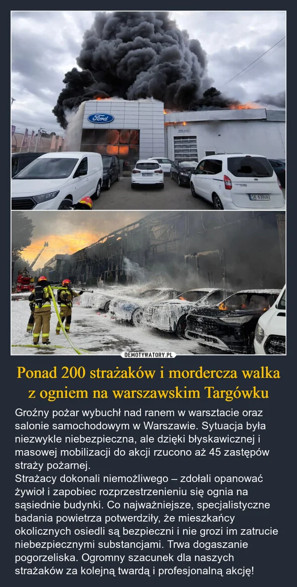
    Ponad 200 strażaków i mordercza walka z ogniem na warszawskim Targówku