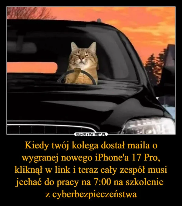Kiedy twój kolega dostał maila o wygranej nowego iPhone'a 17 Pro, kliknął w link i teraz cały zespół musi jechać do pracy na 7:00 na szkolenie z cyberbezpieczeństwa