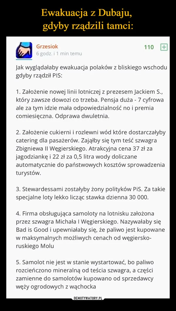 
    Ewakuacja z Dubaju, gdyby rządzili tamci: