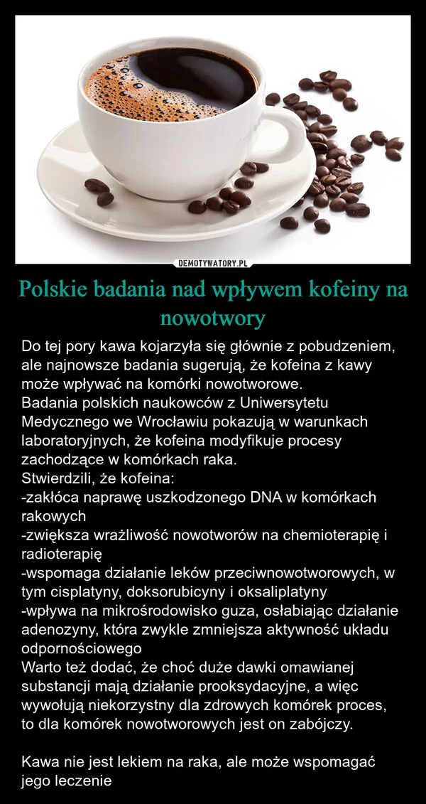 
    Polskie badania nad wpływem kofeiny na nowotwory
