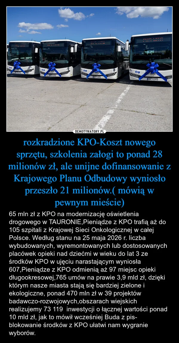 rozkradzione KPO-Koszt nowego sprzętu, szkolenia załogi to ponad 28 milionów zł, ale unijne dofinansowanie z Krajowego Planu Odbudowy wyniosło przeszło 21 milionów.( mówią w pewnym mieście)