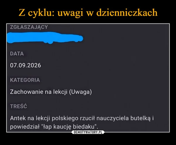 Z cyklu: uwagi w dzienniczkach