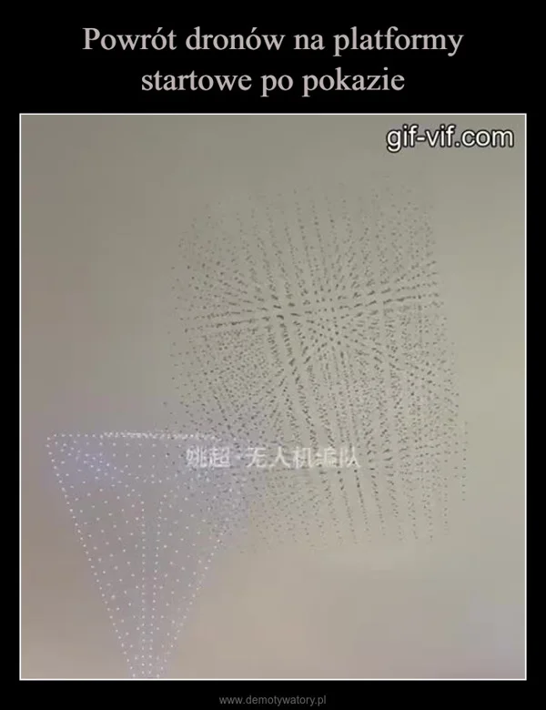 
    Powrót dronów na platformy startowe po pokazie